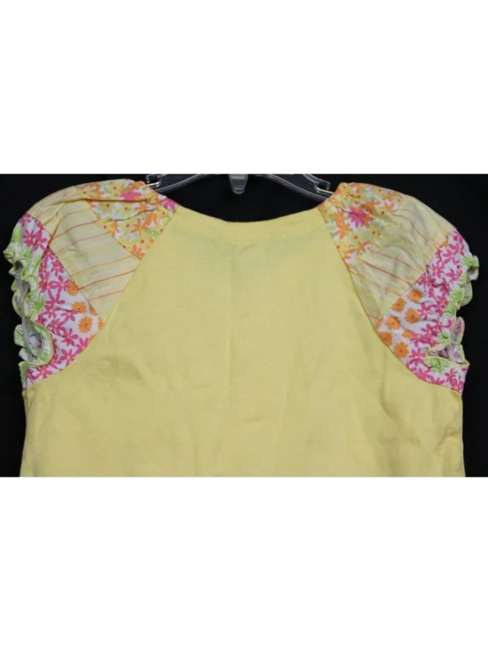 2006 Gymboree Freshly Picked Tee Shirt Flowers Lace sz 7 Cap Sleeve Puff Bow